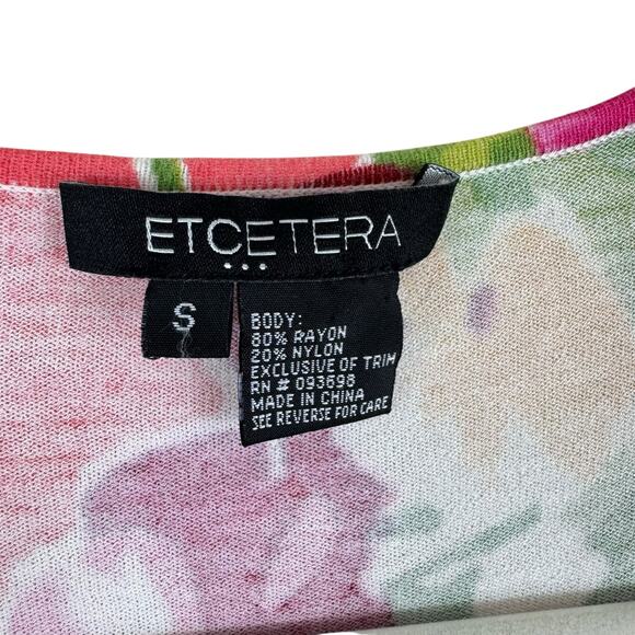 Etcetera Bright Floral Long Sleeve Scoop Neck Lightweight Button Up Cardi Size S - Picture 4 of 5